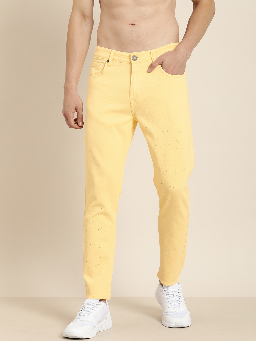 

Moda Rapido Men Yellow Slim Tapered Fit Printed Stretchable Jeans
