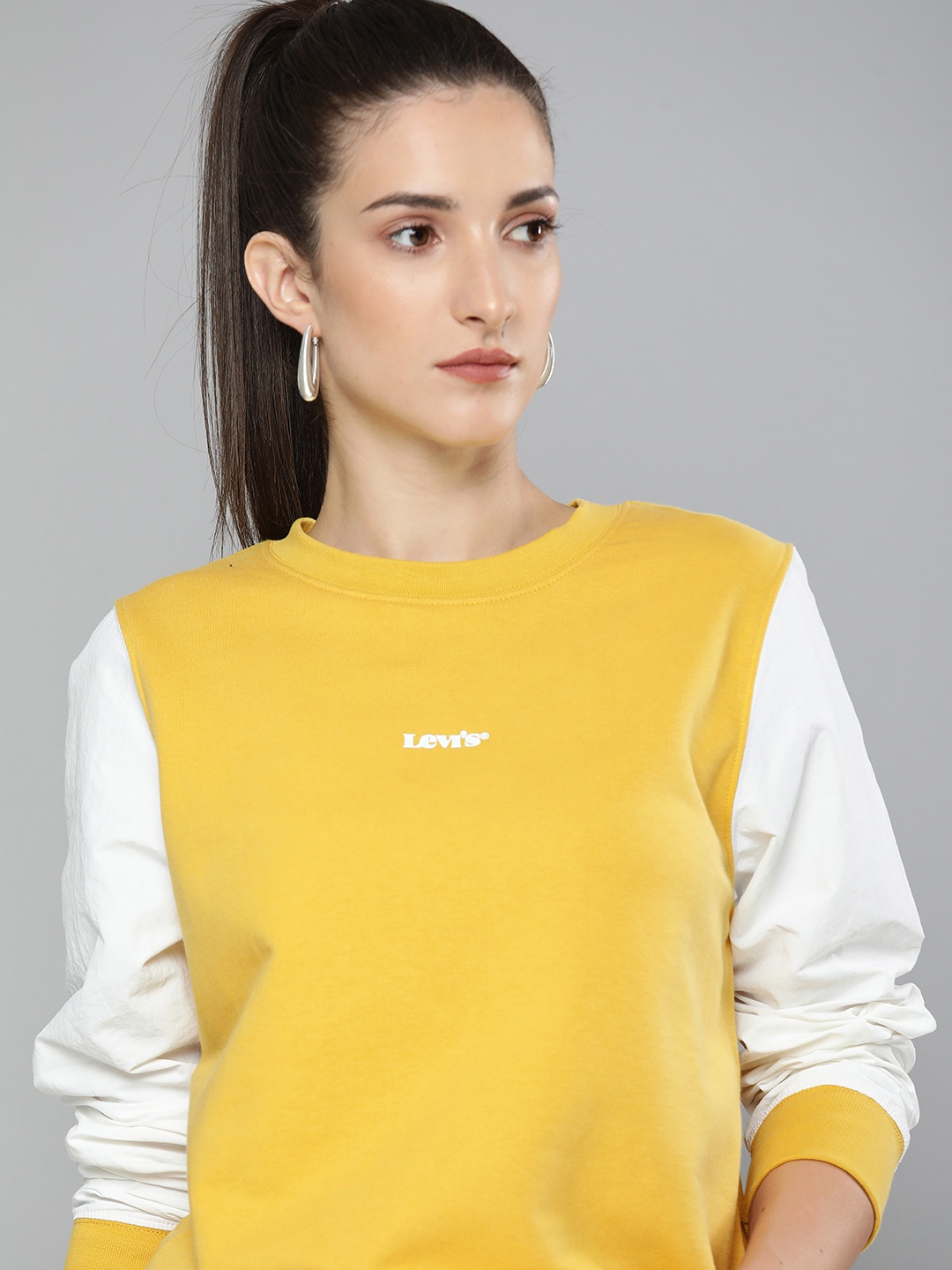 

Levis Women Yellow Brand Logo Printed Round Neck Sweatshirt