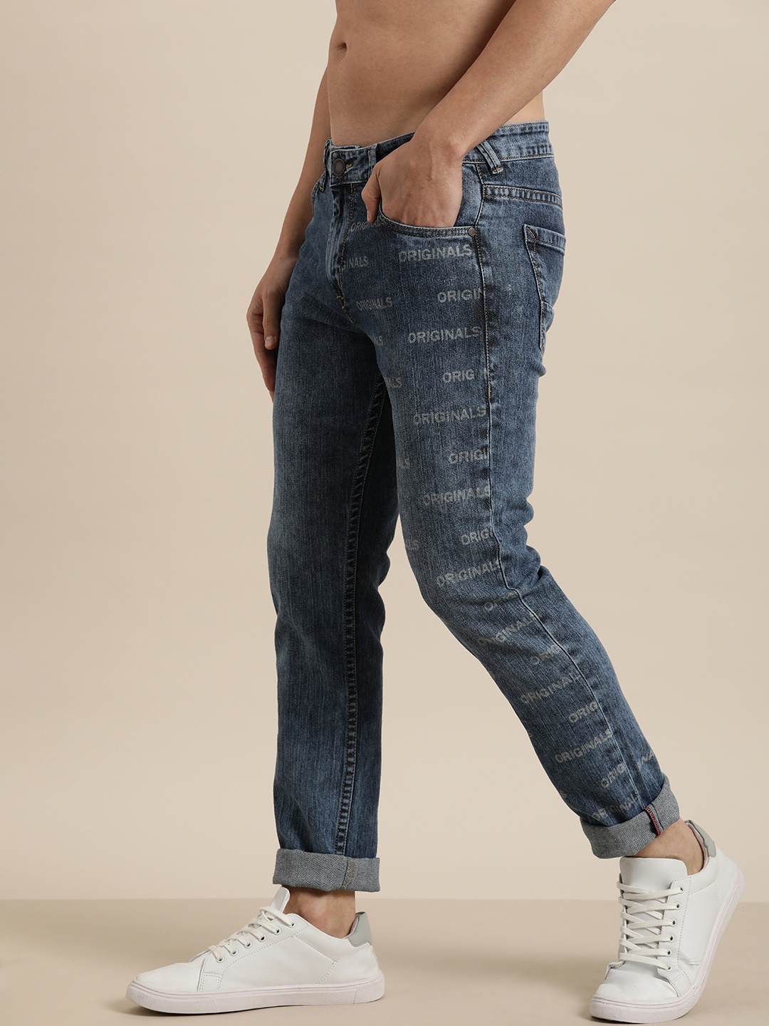 

Moda Rapido Men Blue Printed Slim Fit Light Fade Mid-Rise Stretchable Jeans