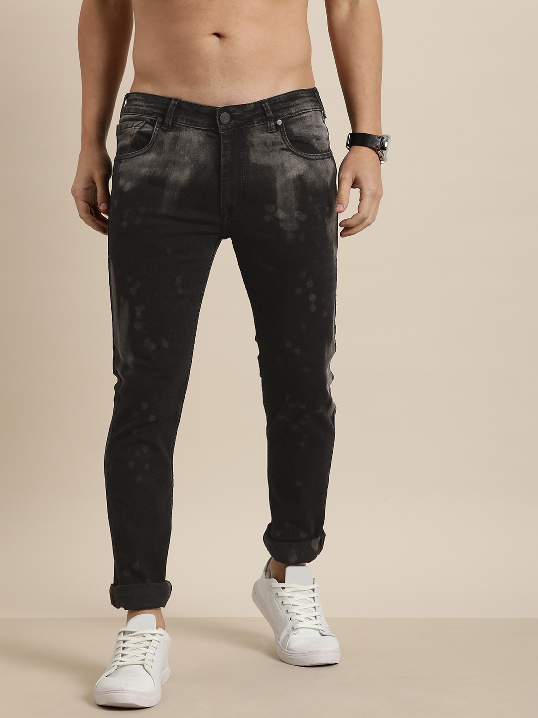

Moda Rapido Men Black Slim Fit Light Fade Mid-Rise Stretchable Jeans
