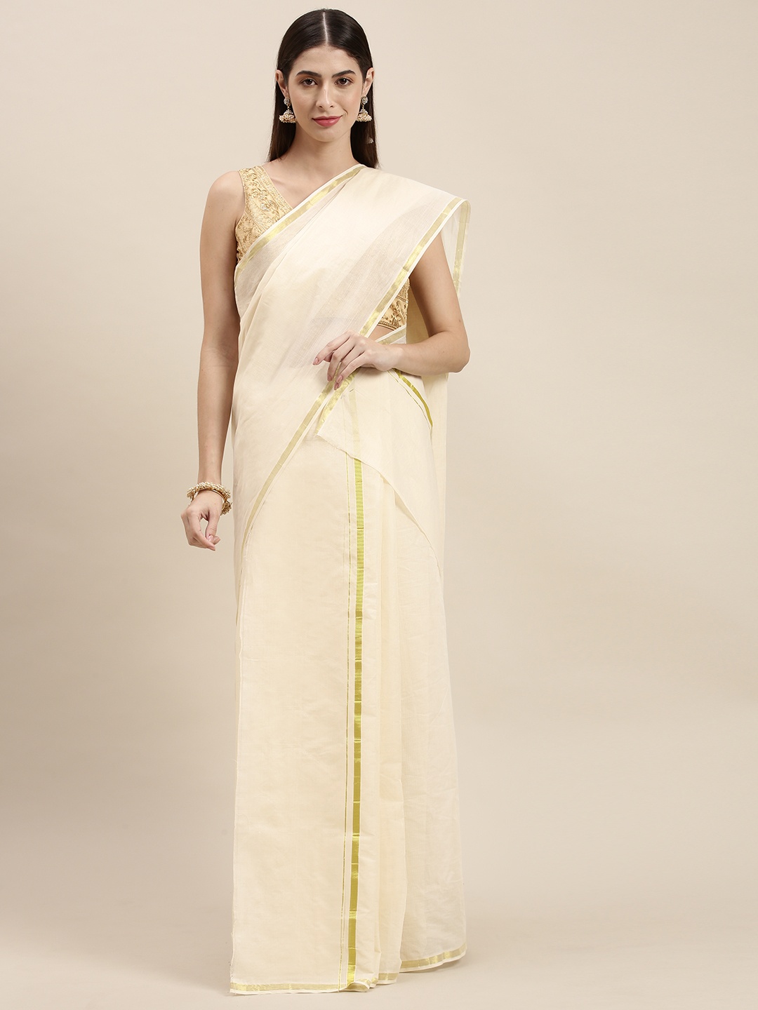 

Thara Saree Off White Pure Cotton Kasavu Set Mundu Sarees