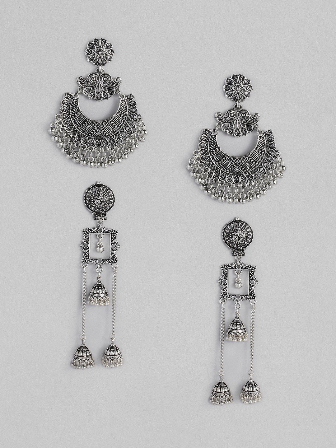 

Laida Oxidized Silver-Plated Set of 2 Earrings