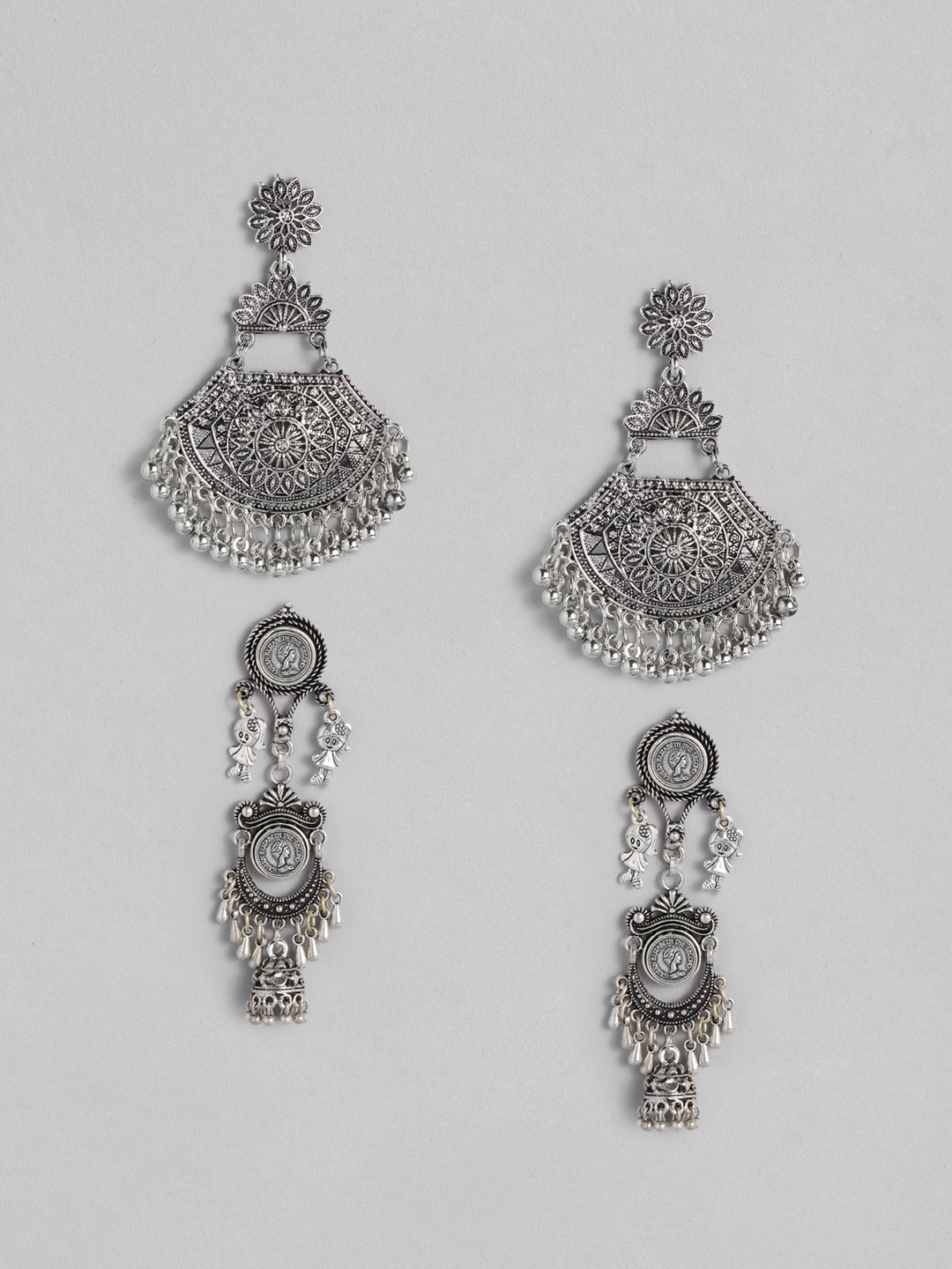 

Laida Oxidised Silver-Plated Set of 2 Earrings