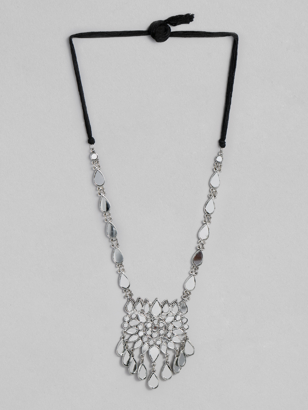 

LAIDA Oxidised Silver-Plated Mirror Work Handcrafted Necklace