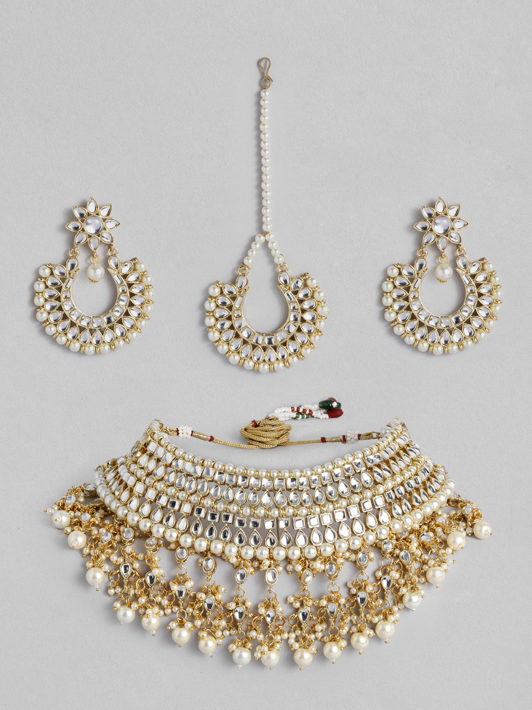 

LAIDA Off-White Gold-Plated Kundan Handcrafted Embellished Jewellery Set