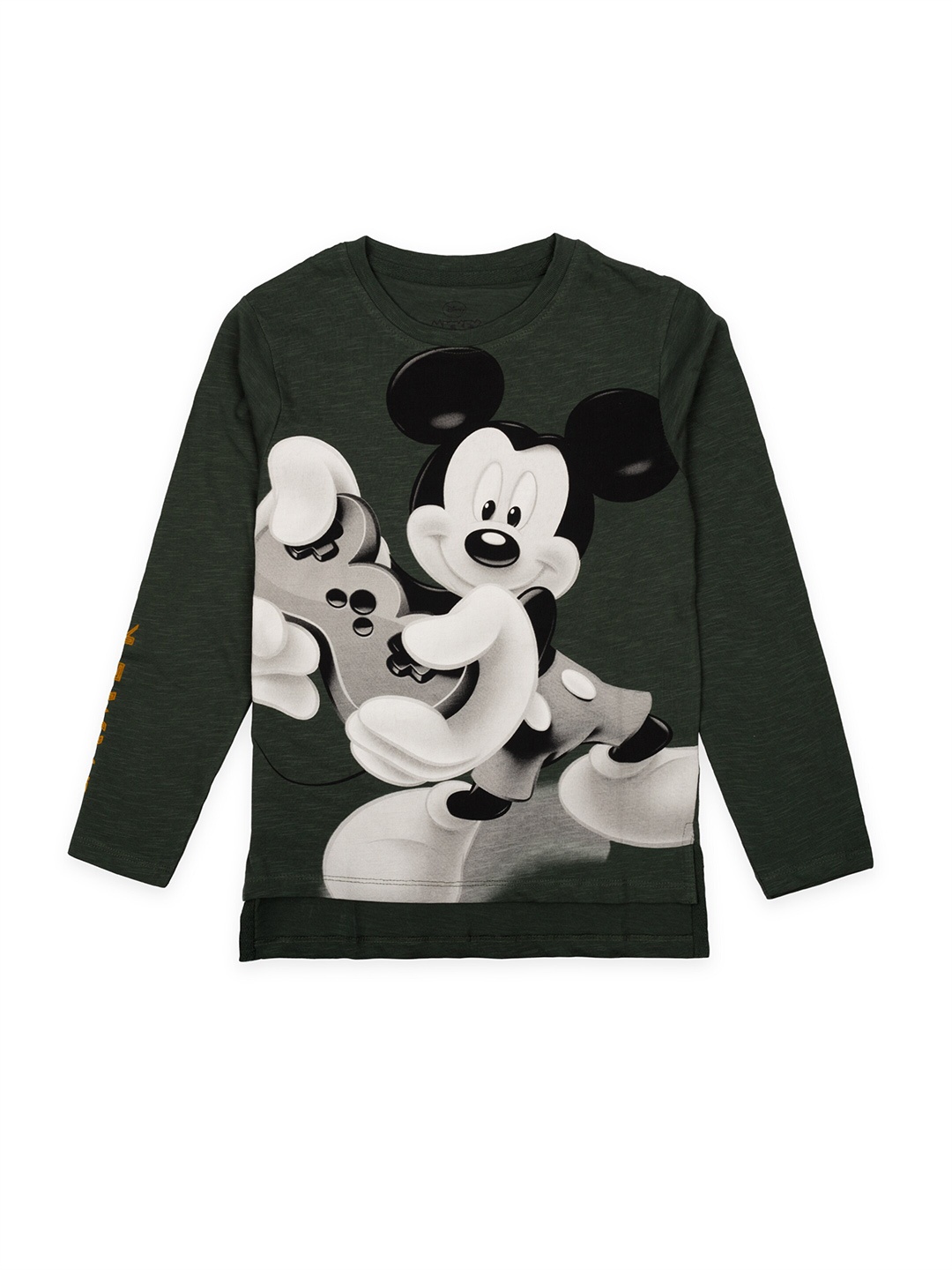 

Disney Boys Green Mickey Mouse Printed Cotton Pure Cotton T-shirt