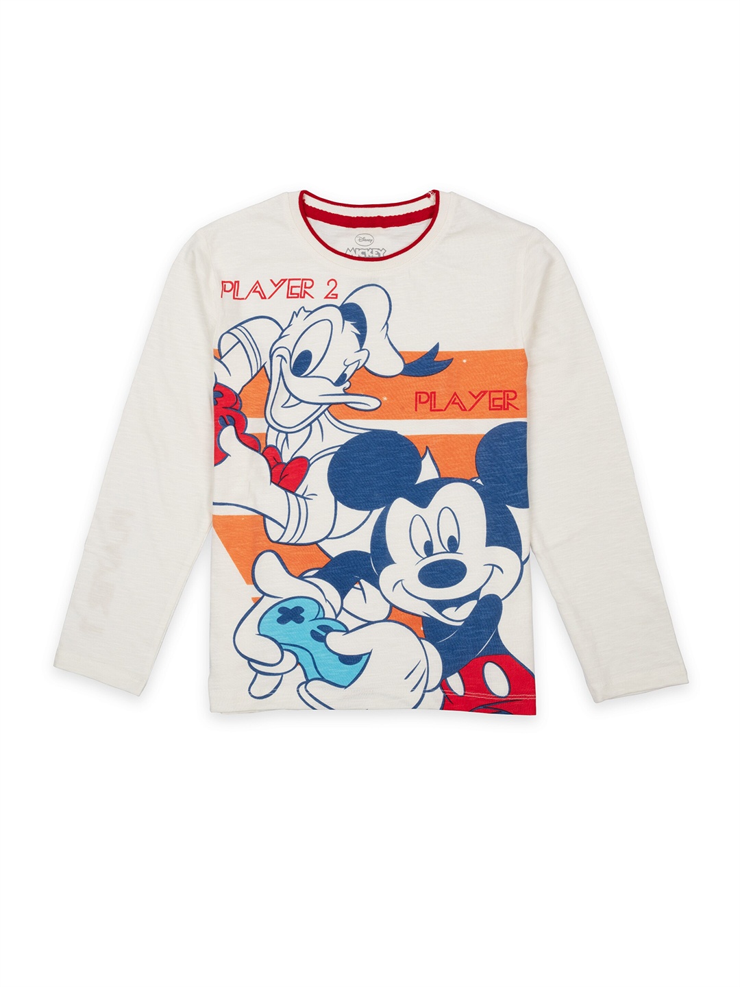 

Disney Boys White Mickey Mouse Printed Pure Cotton T-shirt