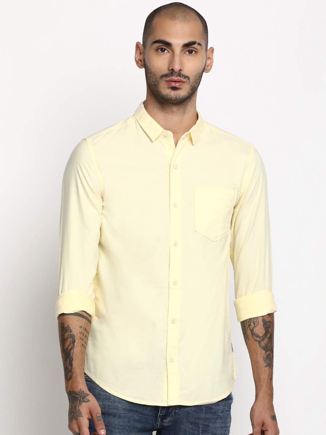 

Wrangler Men Yellow Slim Fit Casual Shirt
