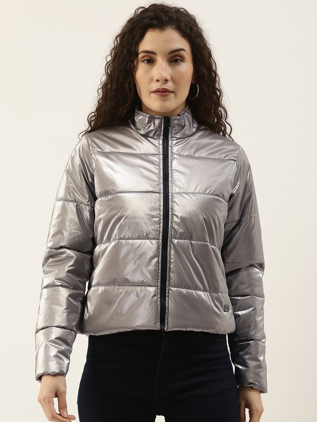 

Campus Sutra Women Grey Windcheater Outdoor Padded Jacket