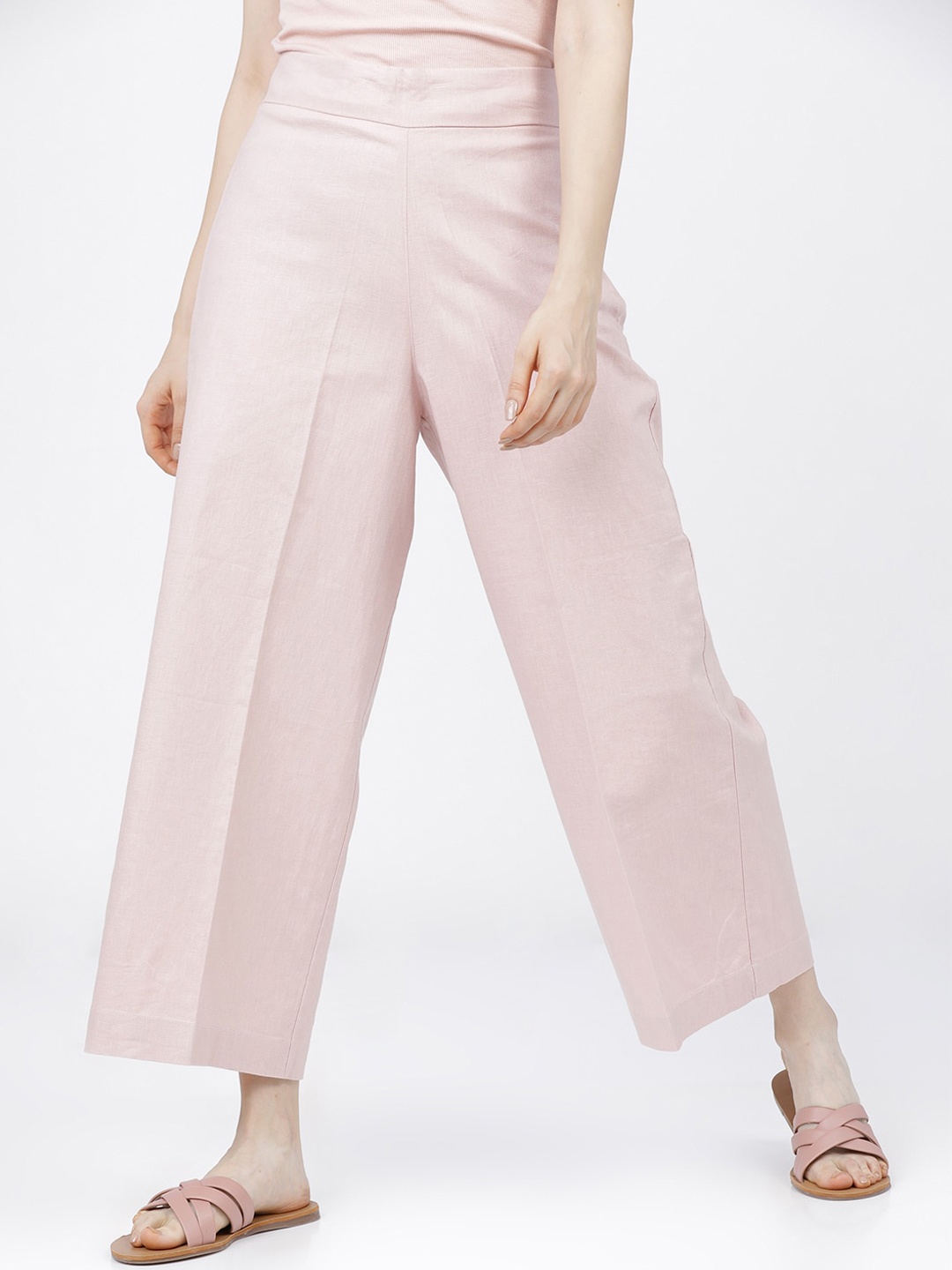 

Tokyo Talkies Women Pink Flared Parallel Trousers
