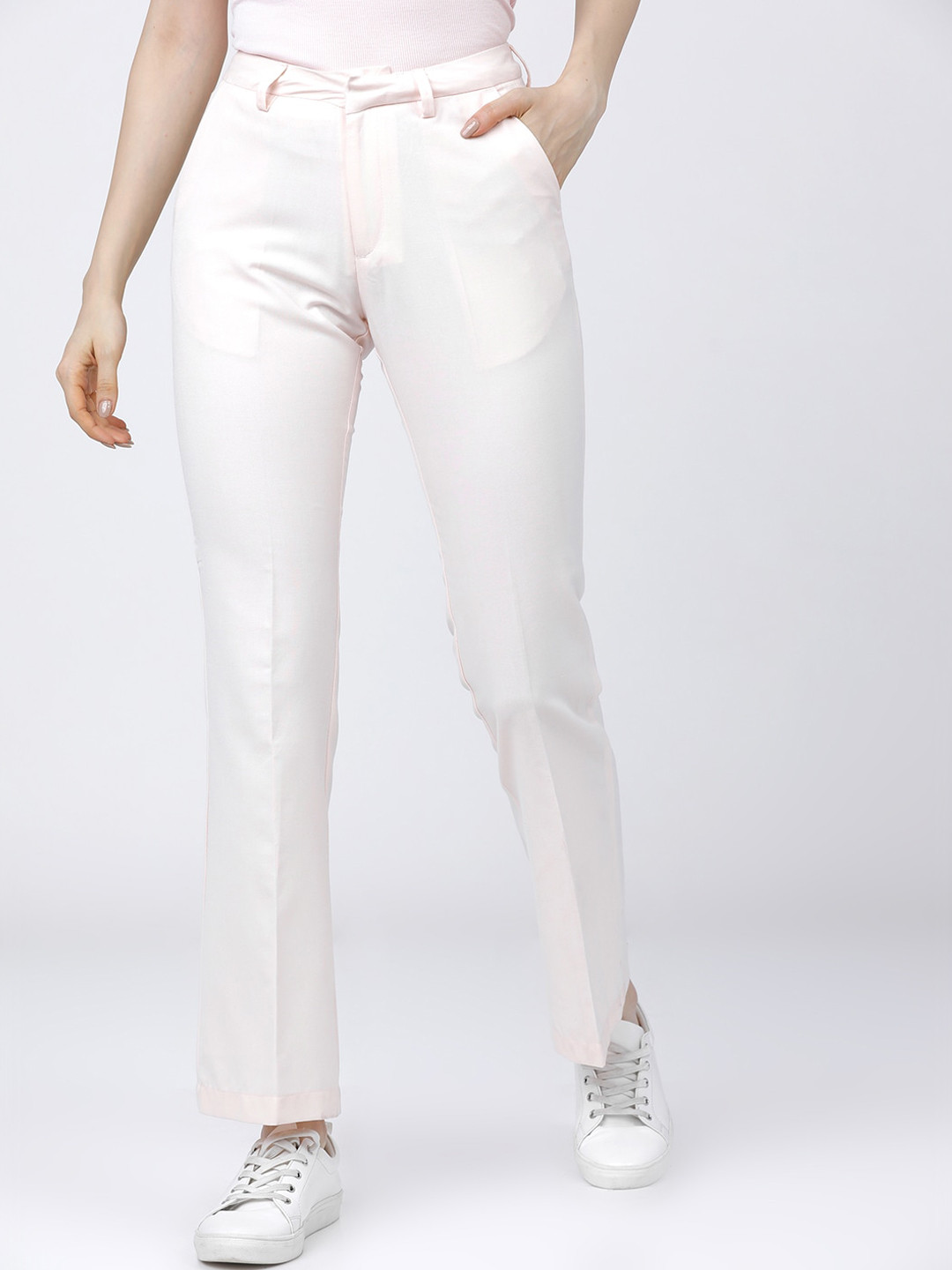 

Tokyo Talkies Women Pink Straight Fit Trousers