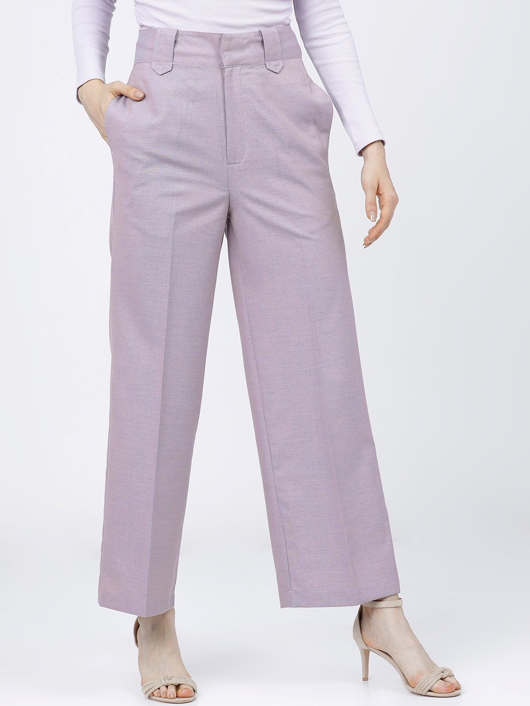 

CHIC BY TOKYO TALKIES Women Purple Parallel Trousers