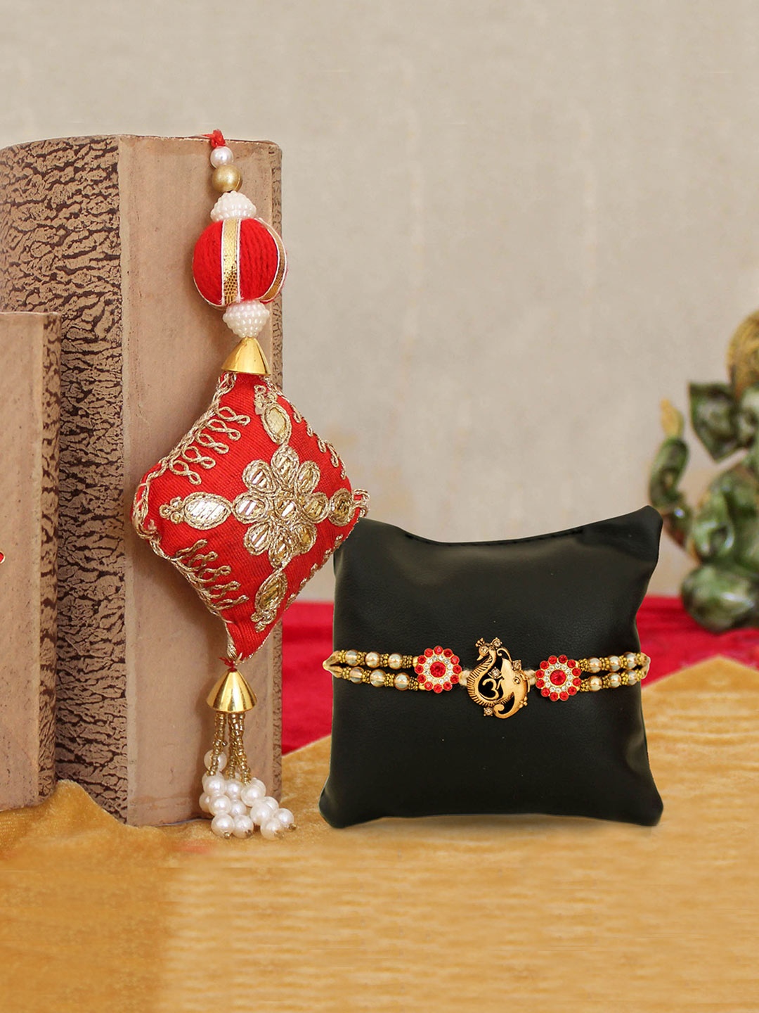 

TIED RIBBONS Multicolored Lumba Rakhi Set with Card & Roli Chawal, Multi