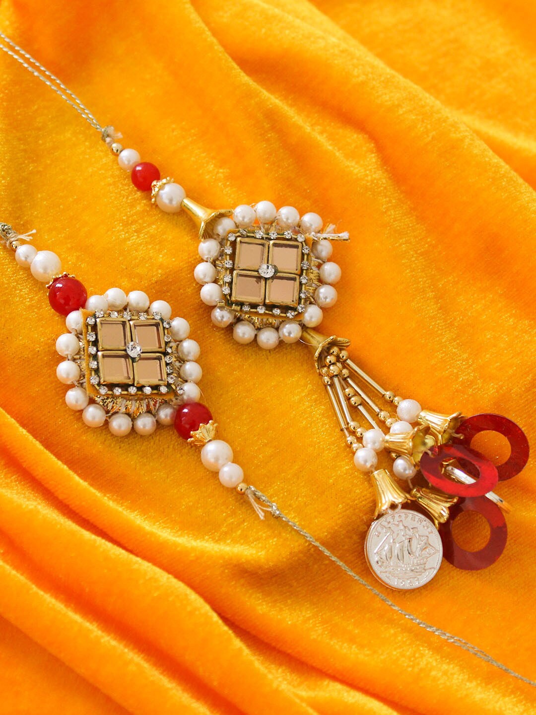 

TIED RIBBONS Multicoloured Lumba Rakhi Set with Card & Roli Chawal, Multi