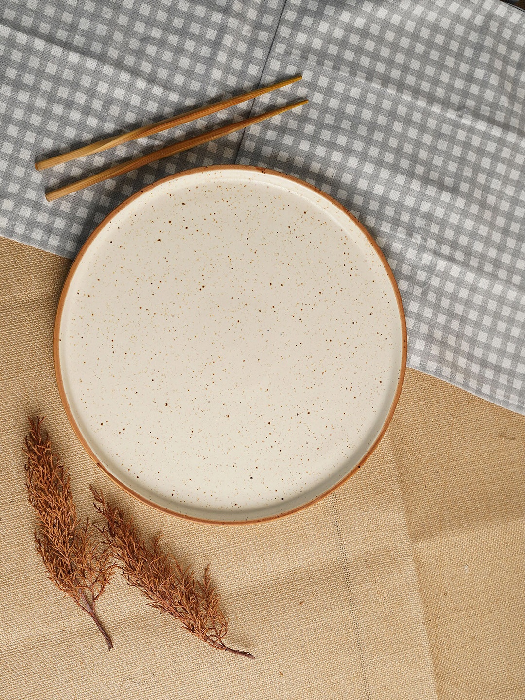 

Folkstorys Cream-Coloured Handcrafted Textured Ceramic Matte Pizza Platter