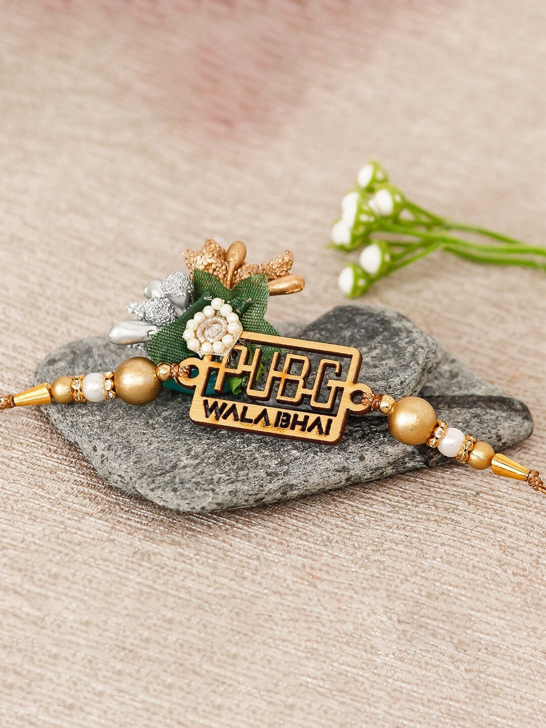 

eCraftIndia Gold-Toned Pubg Wala Bhai Rakhi