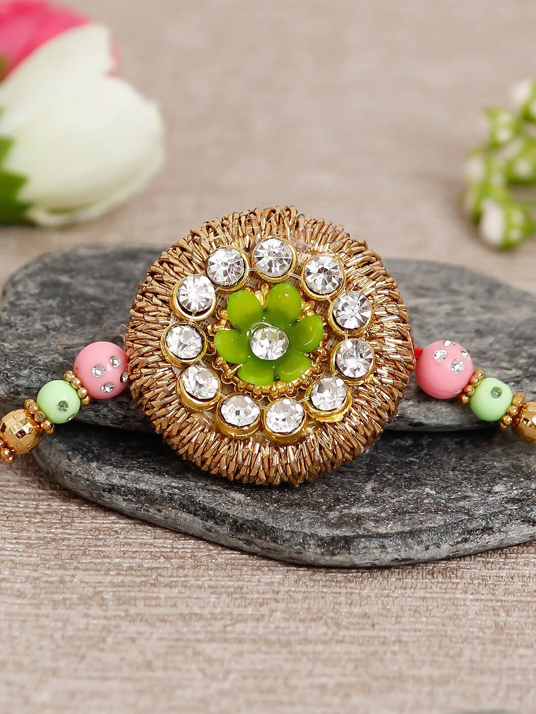 

eCraftIndia Floral Designer Rakhi Gift Set, Pink