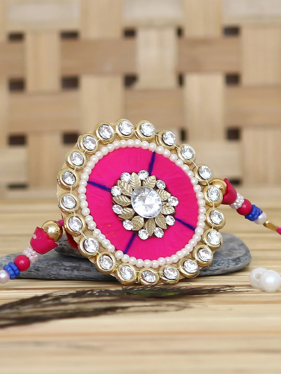 

eCraftIndia Designer Rakhi & Roli Chawal Pack, Best Wishes Greeting Card, Pink