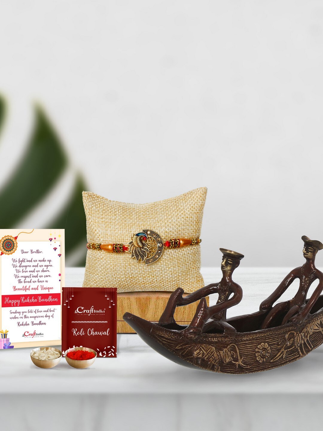 

eCraftIndia Gold-Toned Rakhi Gift Set