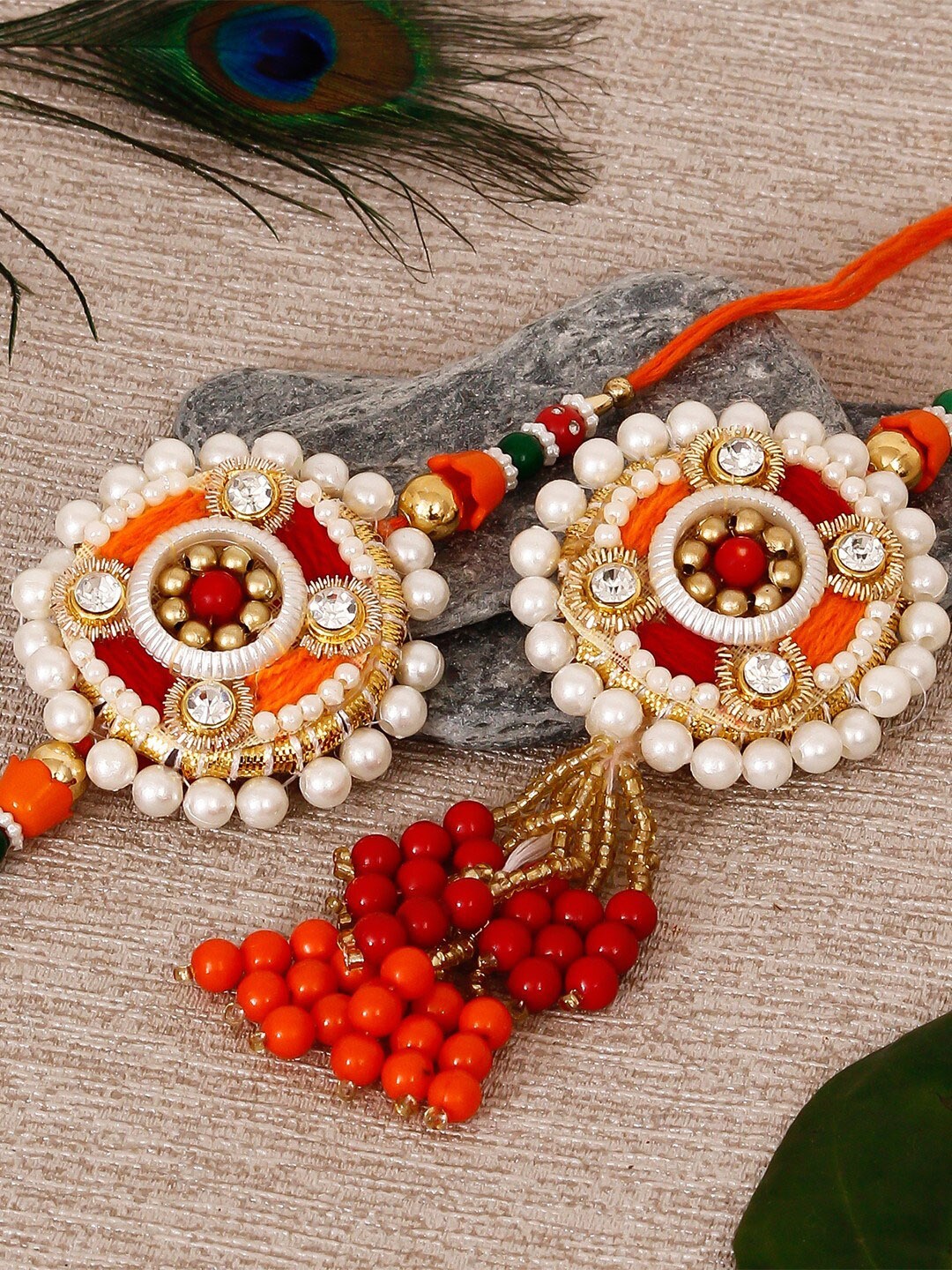 

eCraftIndia Multicolored Designer Bhaiya Bhabhi Rakhi, Multi