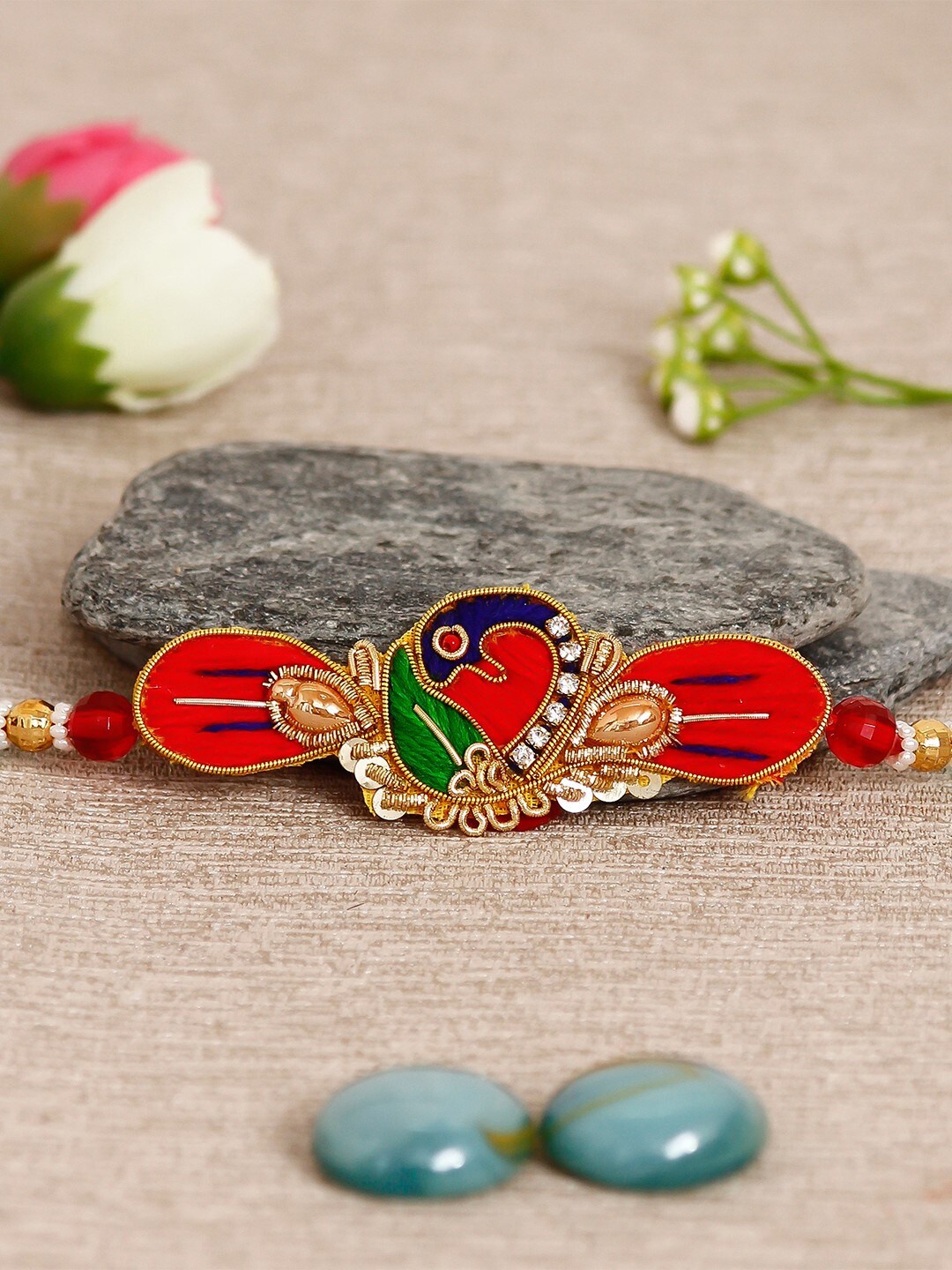 

eCraftIndia Peocock Rakhi, Red