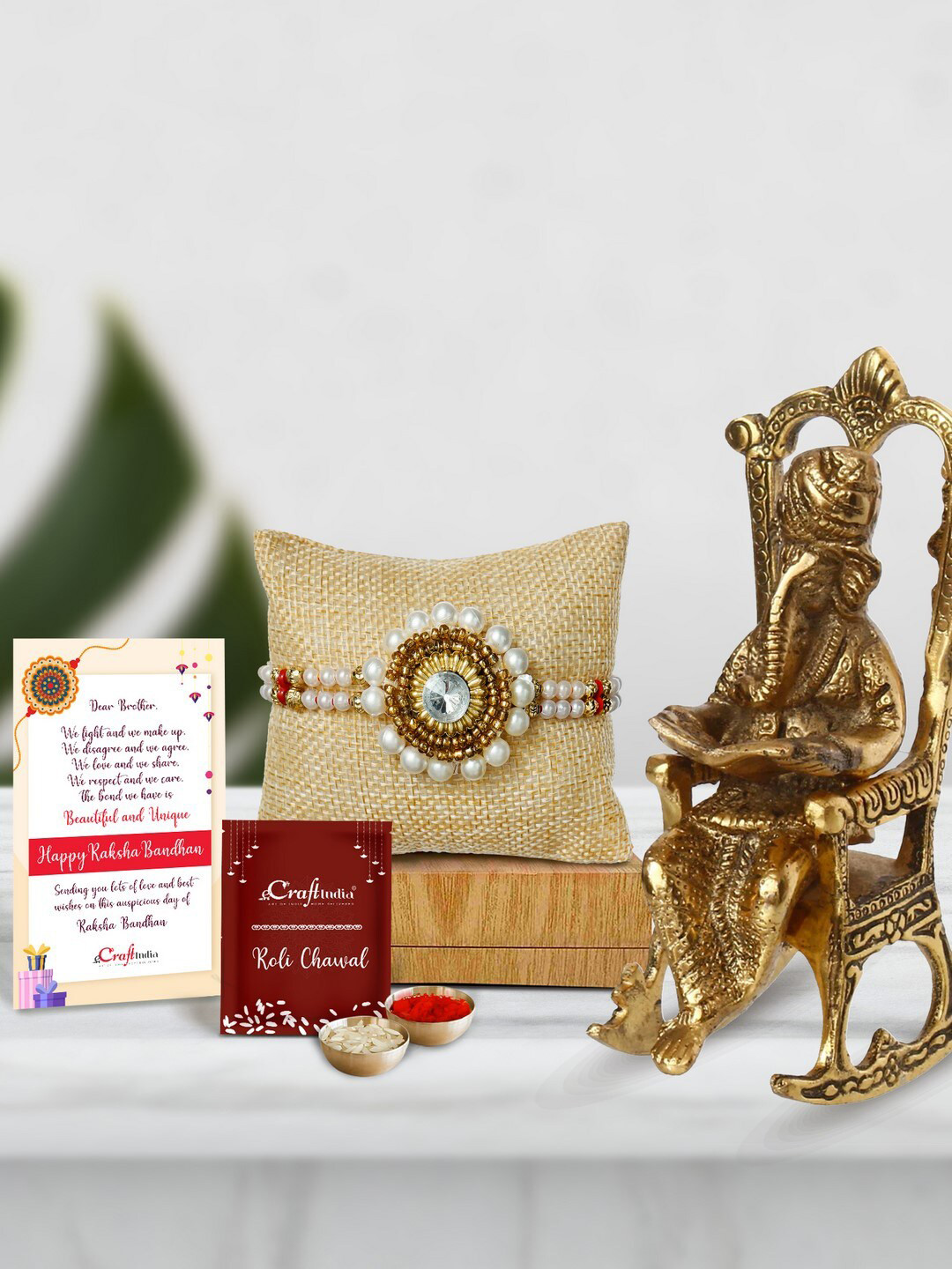 

eCraftIndia Gold-Toned Rakhi Gift Set