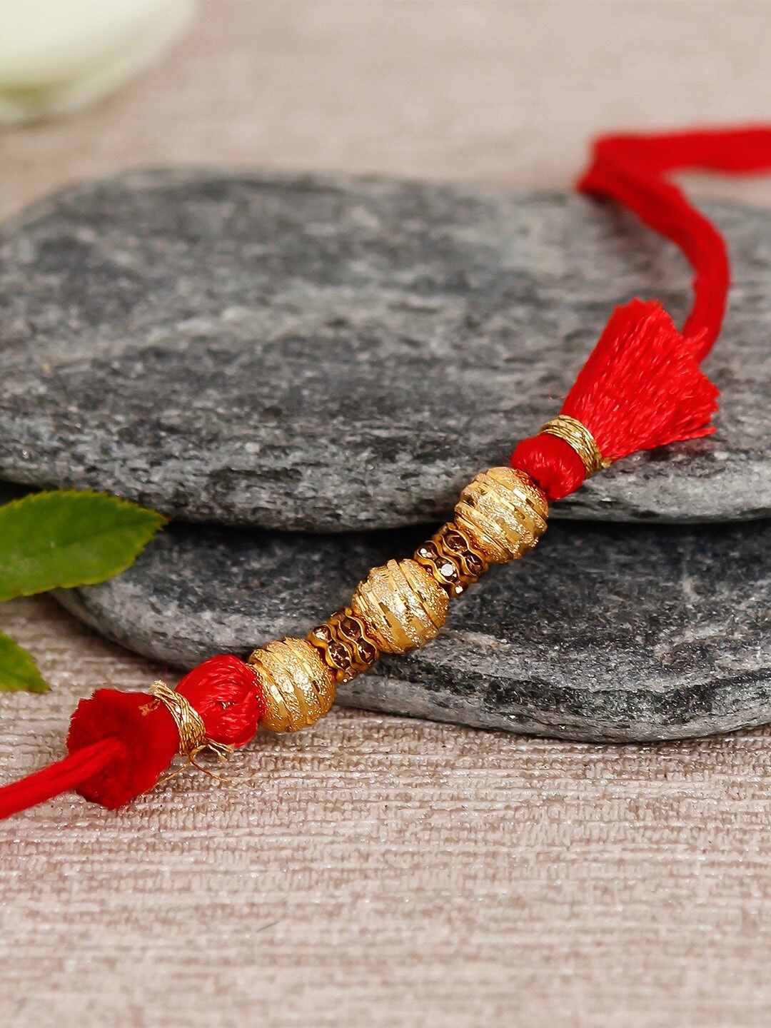 

eCraftIndia Gold-Toned & Green Designer Rakhi