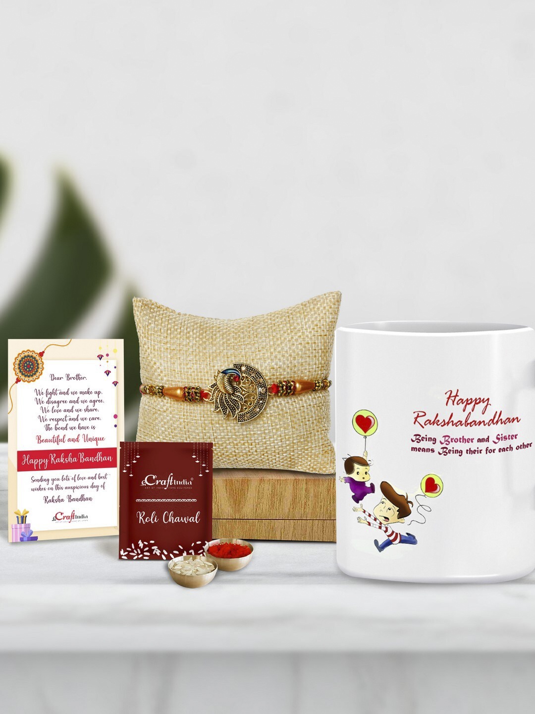 

eCraftIndia Gold-Toned Rakhi Gift Set