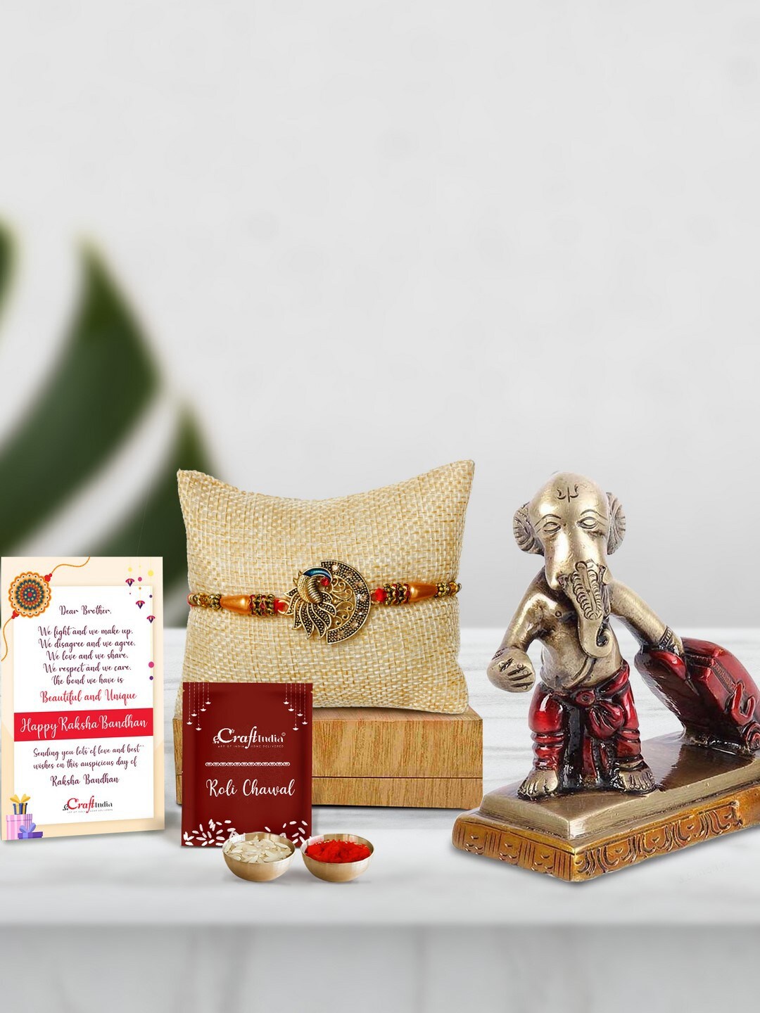 

eCraftIndia Gold-Toned Rakhi Gift Set