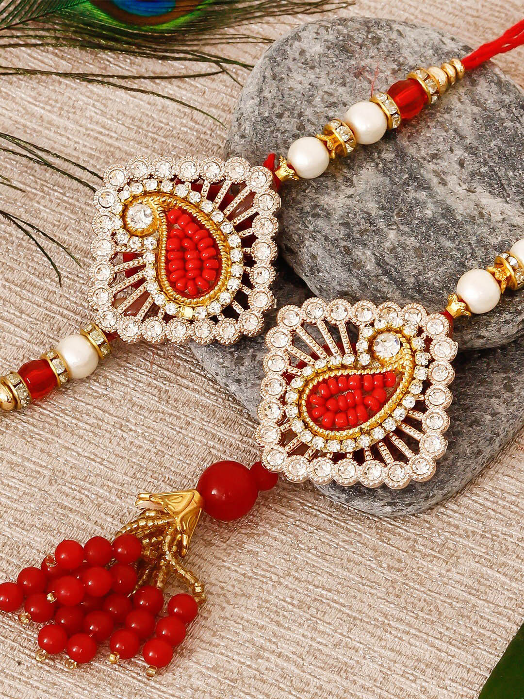 

eCraftIndia Multicoloured Bhaiya Bhabhi Rakhi Gift Set, Multi