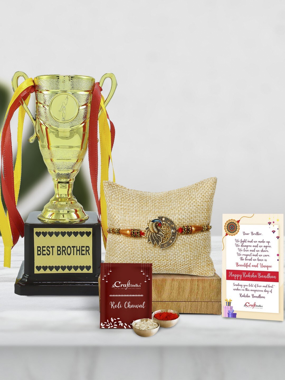 

eCraftIndia Gold-Toned Rakhi Gift Set