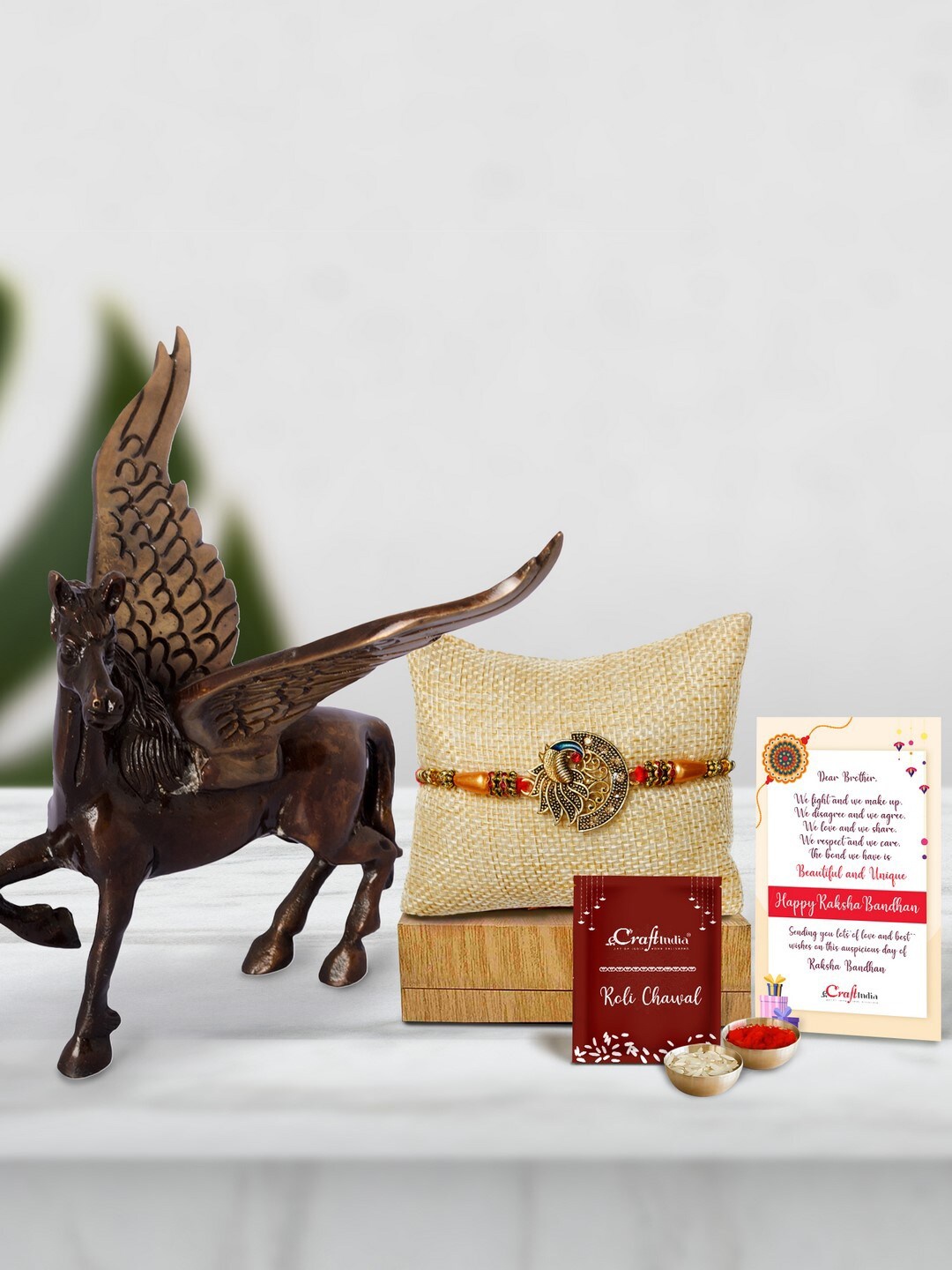 

eCraftIndia Gold-Toned Rakhi Gift Set