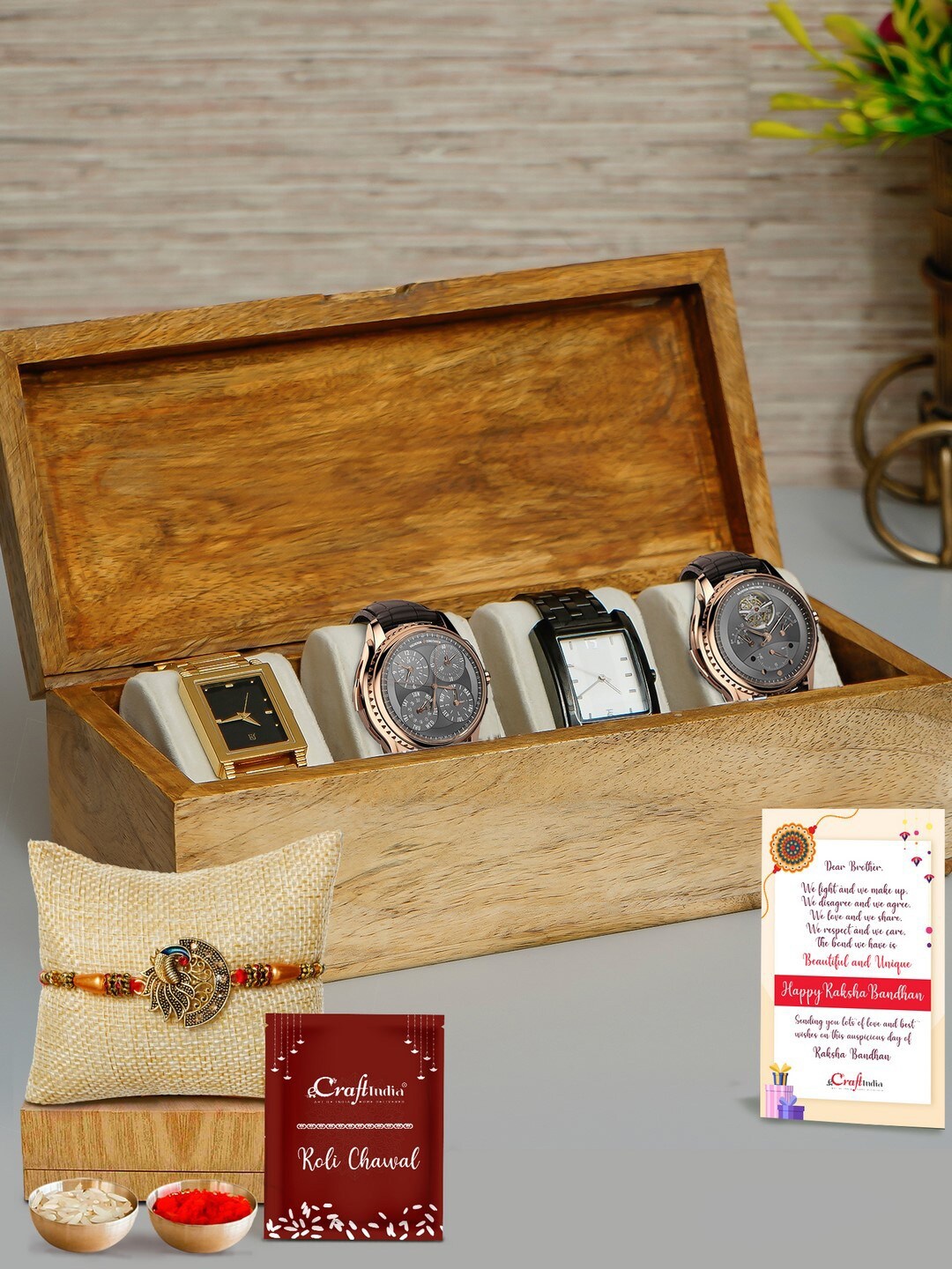 

eCraftIndia Gold-Toned Rakhi Gift Set