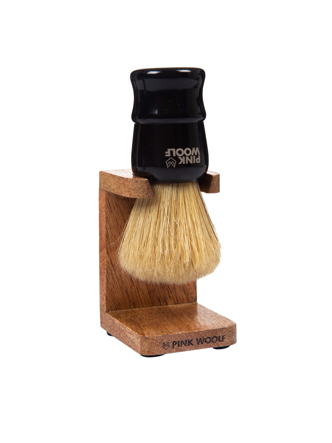

PINK WOOLF Beige 2 Pc Boar Shaving Brush & Shaving Brush Stand