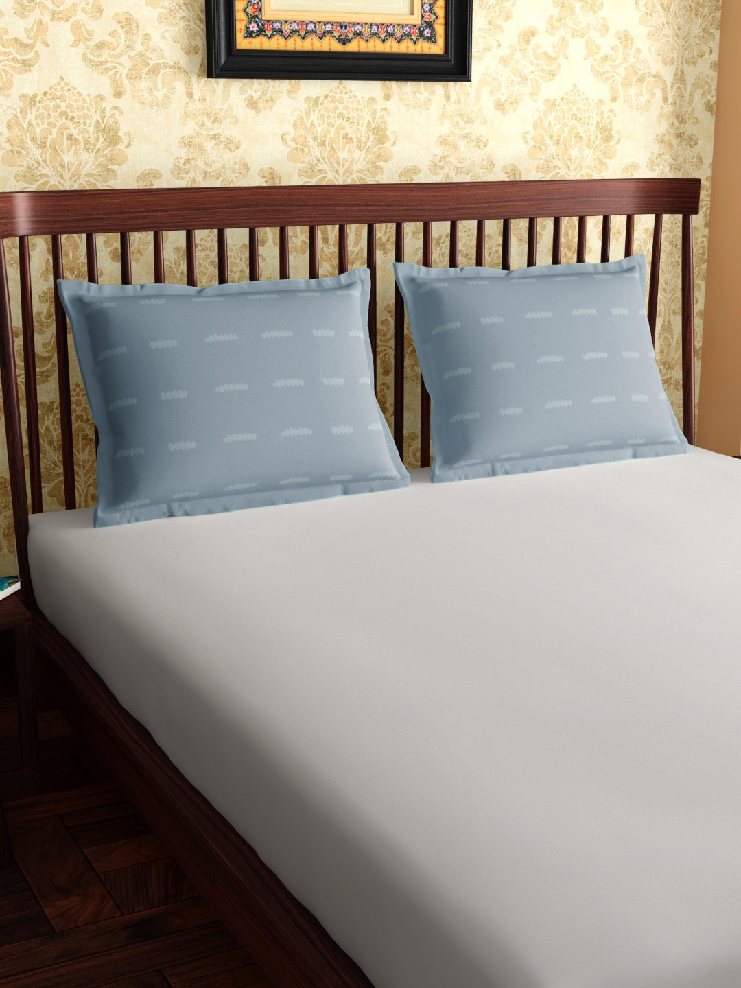 

PETAL HOME Set Of 2 Blue Printed Pure Combed Cotton Pillow Covers
