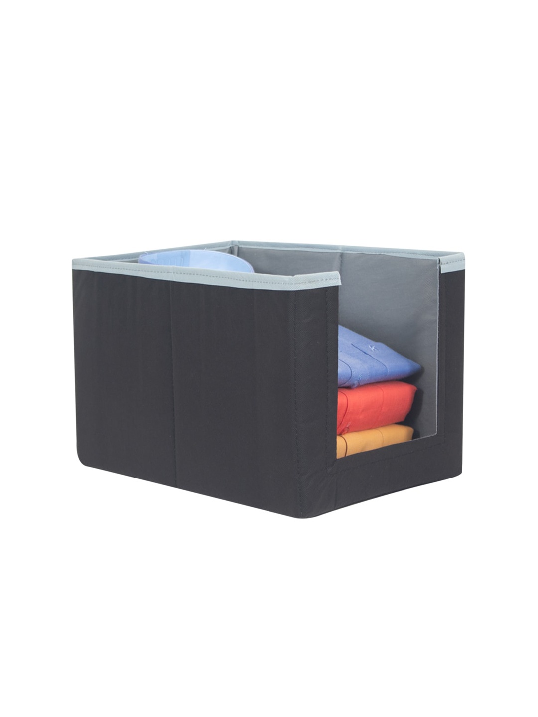 

prettykrafts Grey & Black Solid Shirt Stacker Organizer With Handles