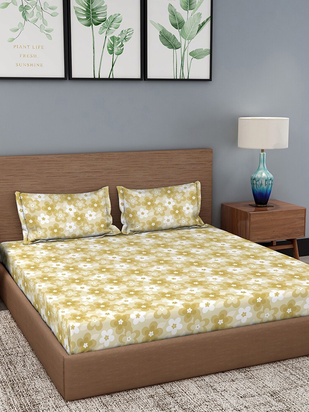 

Duroflex Brown & White Floral 104 TC King Bedsheet with 2 Pillow Covers