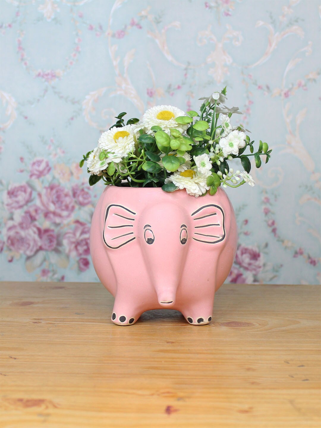 

Wonderland Pink Elephant-Shaped Ceramic Planter