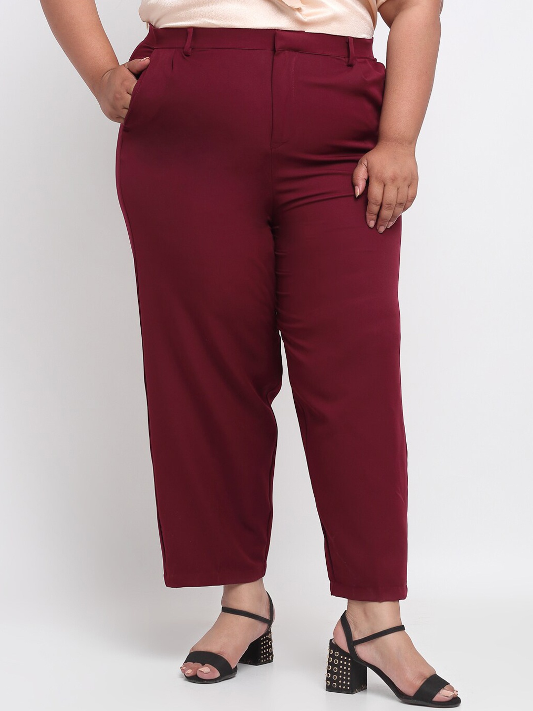 

sindrellastorie Women Maroon High-Rise Trousers
