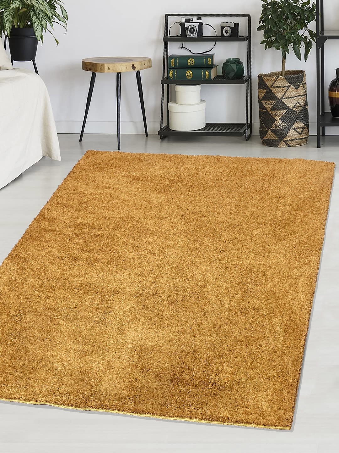 

Saral Home Gold-Coloured Solid Cotton Shaggy Anti-Skid Carpet