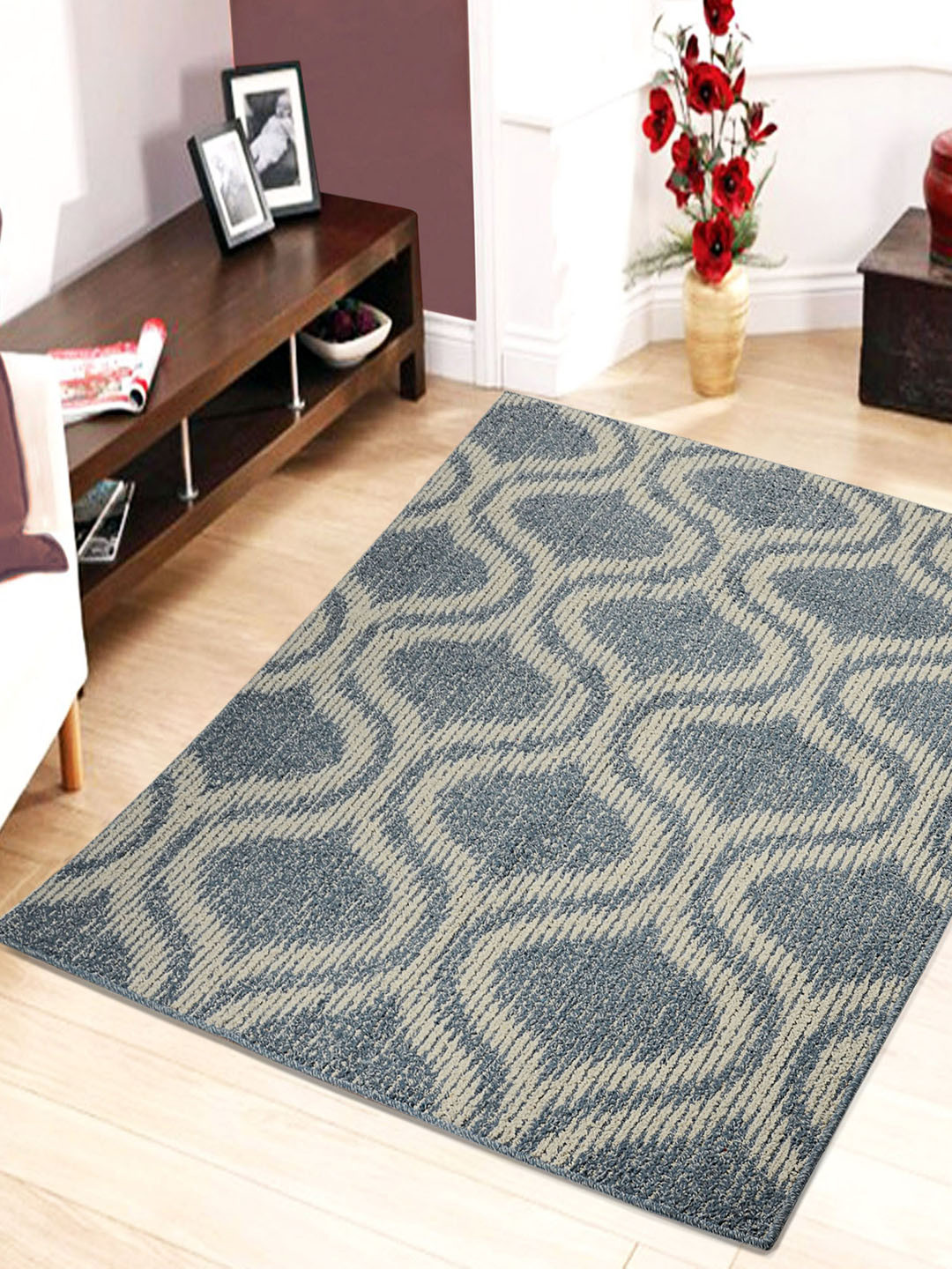 

Saral Home Blue & Grey Printed Carpet