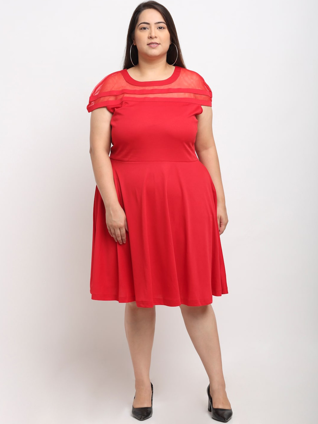 

Flambeur Women Red Solid Short Sleeve Dress