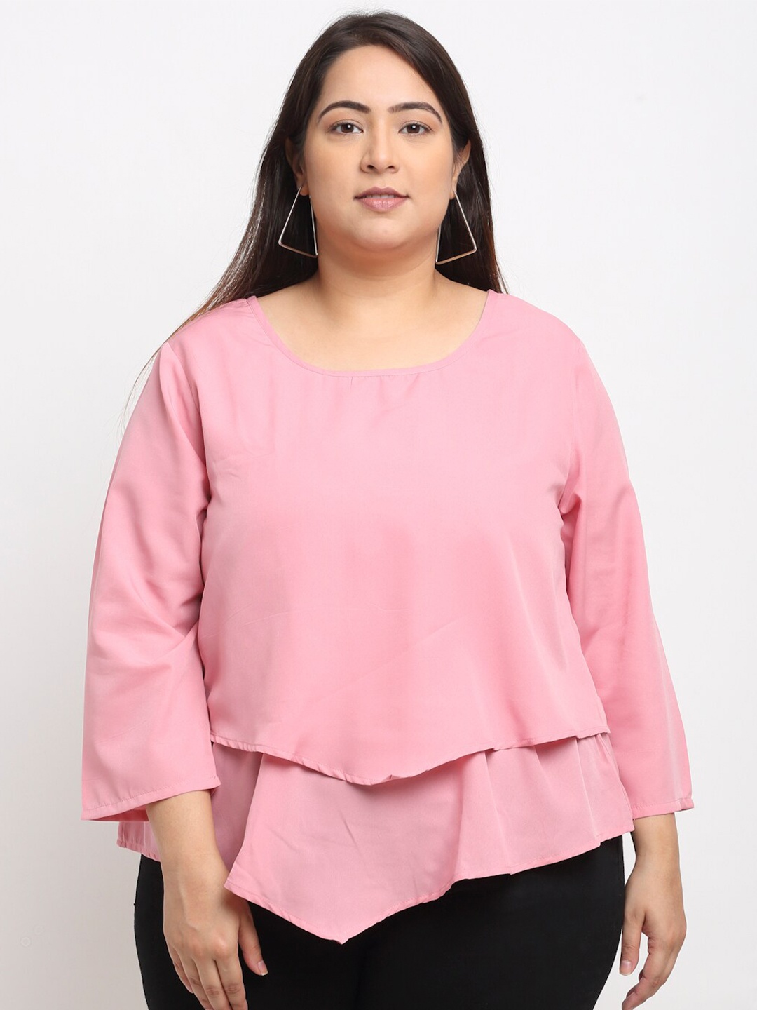 

Flambeur Women Pink Layered Crepe Top