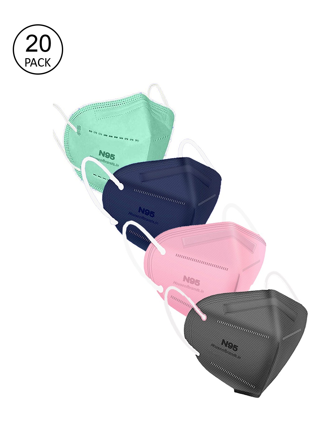 

Swiss Design Unisex Pack Of 20 Solid 5-Ply Disposable Anti-Pollution Outdoor N95 Masks, Navy blue