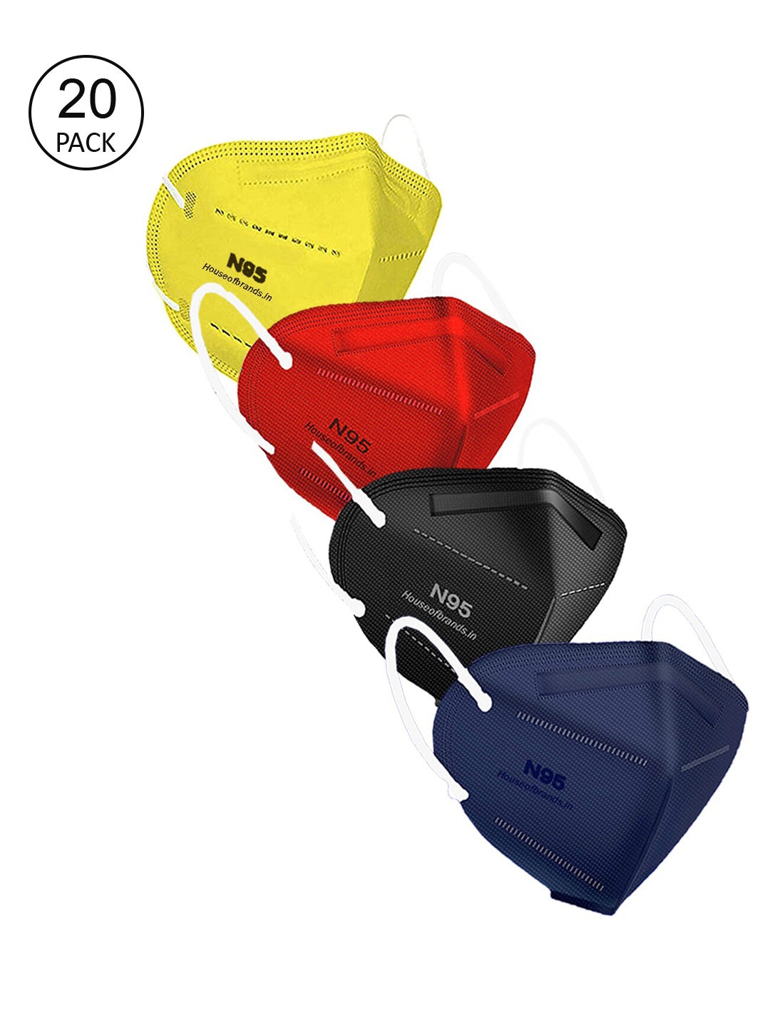 

Swiss Design Unisex Pack Of 20 Solid 5-Ply Reusable Anti-Pollution N95 Masks, Yellow