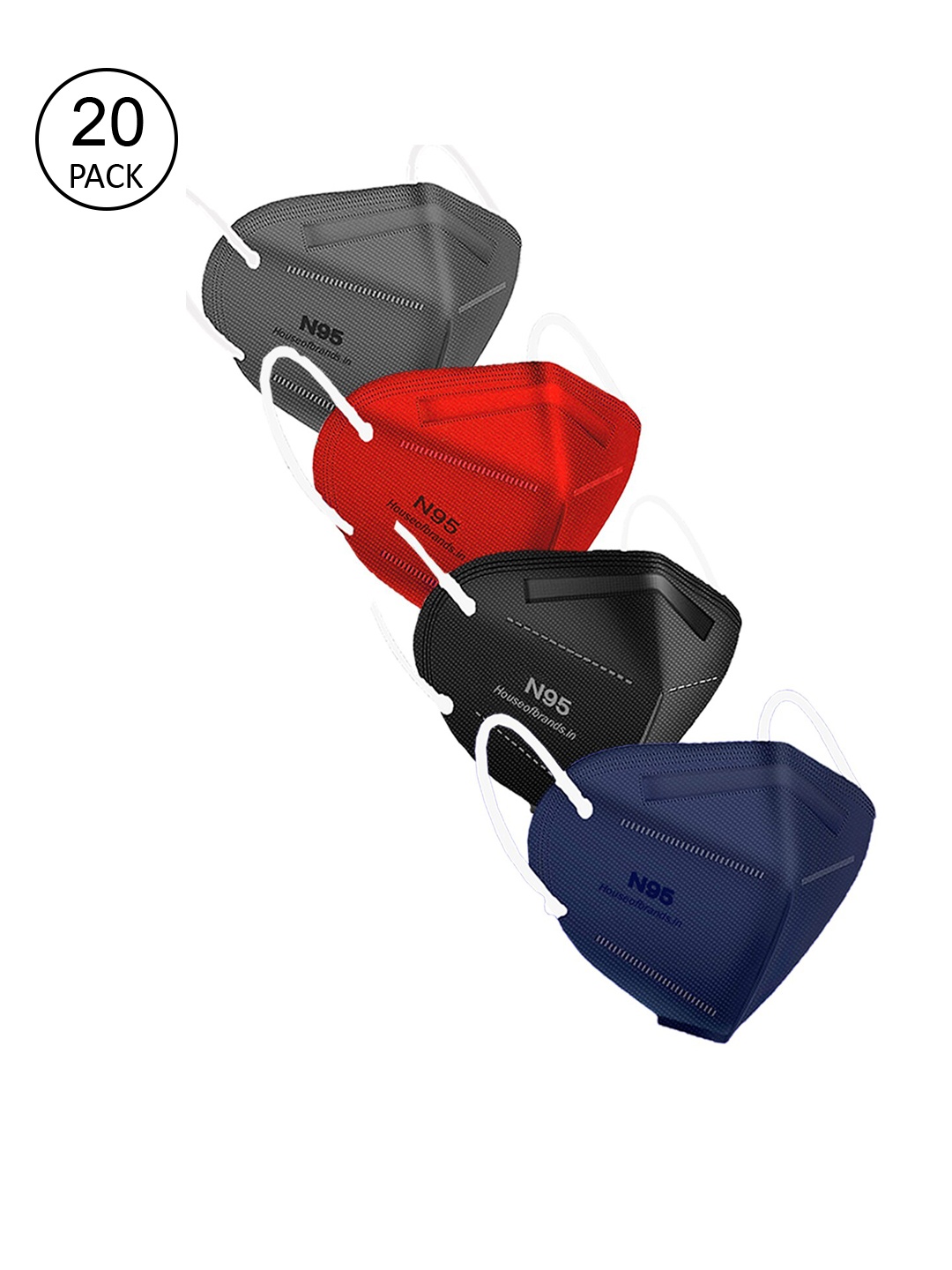 

Swiss Design Unisex Pack Of 20 Solid 5-Ply Disposable Outdoor Anti-Pollution N95 Masks, Red