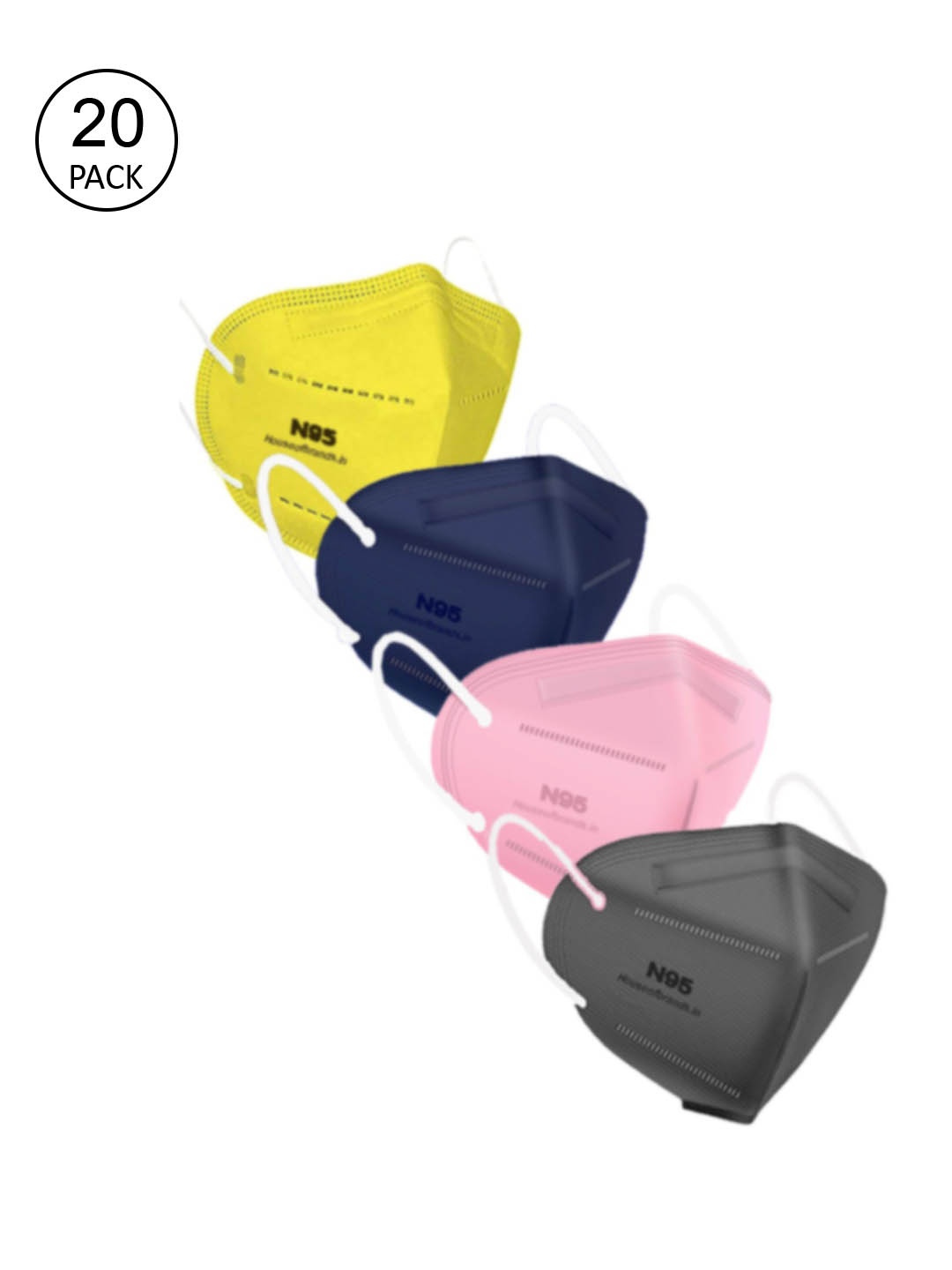 

Swiss Design Unisex Pack Of 20 Solid 5-Ply Anti-Pollution N95 Masks, Yellow