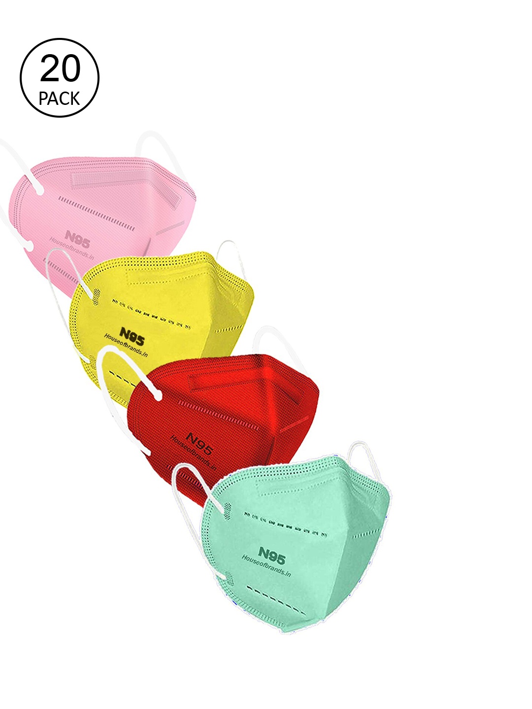 

Swiss Design Unisex Pack Of 20 Solid 5-Ply Disposable Anti-Pollution Outdoor N95 Masks, Pink