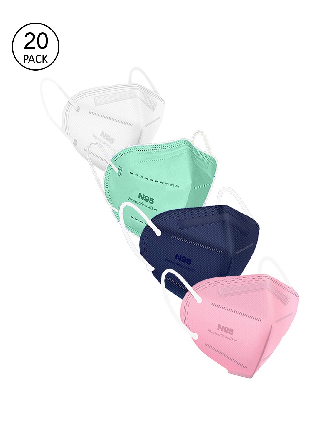 

Swiss Design Unisex Pack Of 20 Solid 5-Ply Anti-Pollution N95 Masks, White