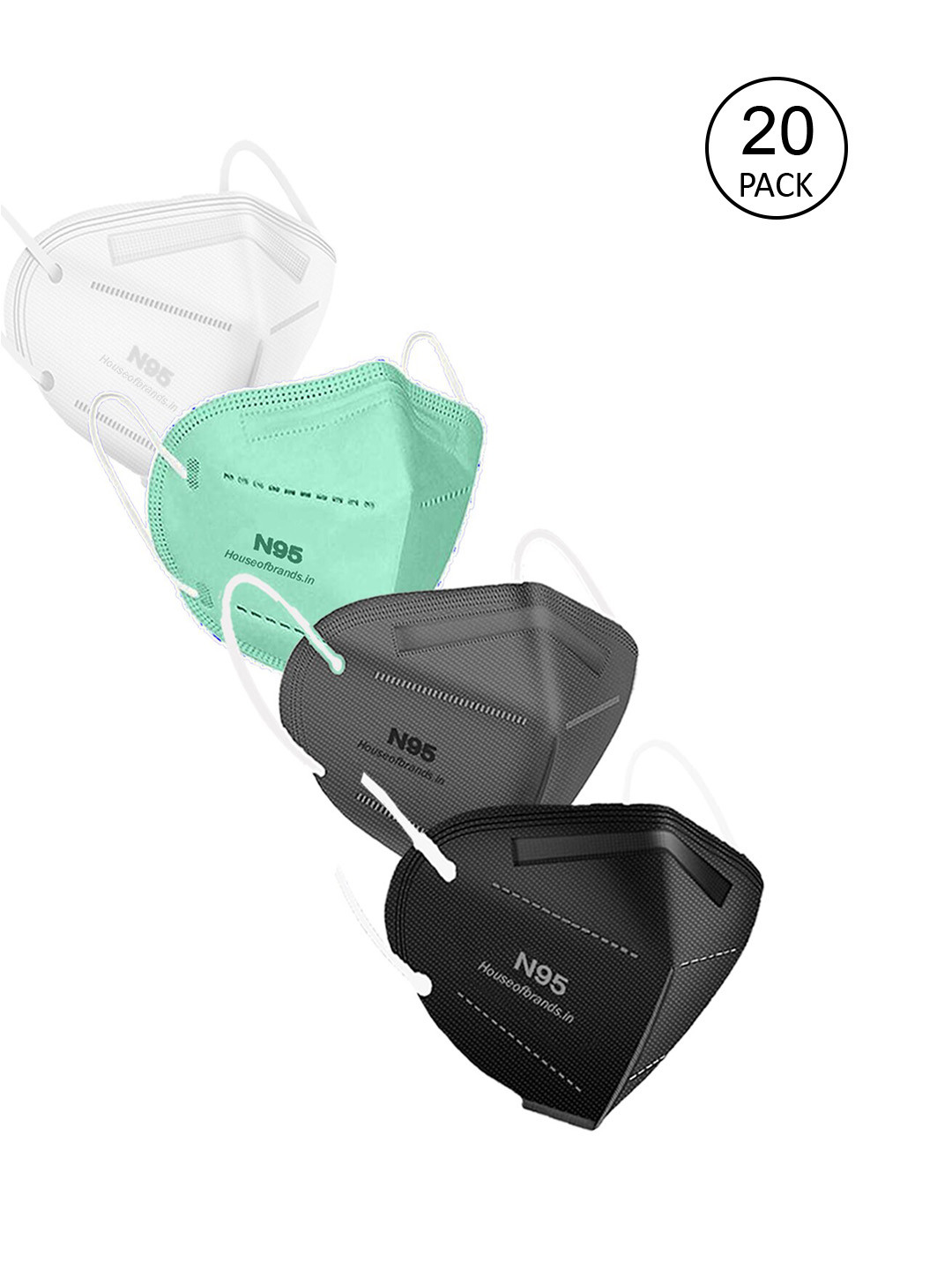 

Swiss Design Adult Pack Of 20 5-Ply Reusable Anti-Pollution N95 Masks, White